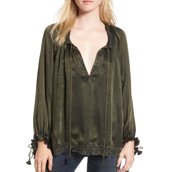 {S} Zadig & Voltaire Theresa Blouse In Army Green - Picture 1 of 14